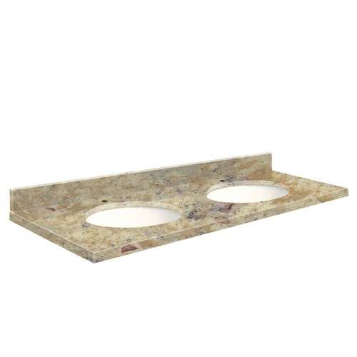 Q61222-4V Nouveau 61-in x 22-in Quartz Double Bowl Vanity Top With Eased Edge, Trail