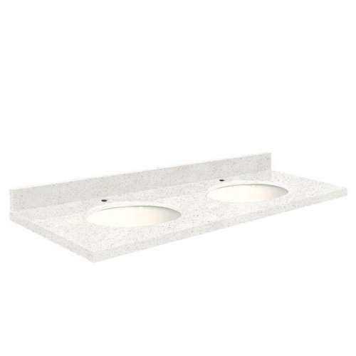 Q61222-4W Nouveau 61-in x 22-in Quartz Double Bowl Vanity Top With Eased Edge, Natural White