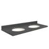 Q61222-6B Nouveau 61-in x 22-in Quartz Double Bowl Vanity Top With Eased Edge, Black Carrara