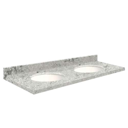 Q61222-6C Nouveau 61-in x 22-in Quartz Double Bowl Vanity Top With Eased Edge, Winter Wonder