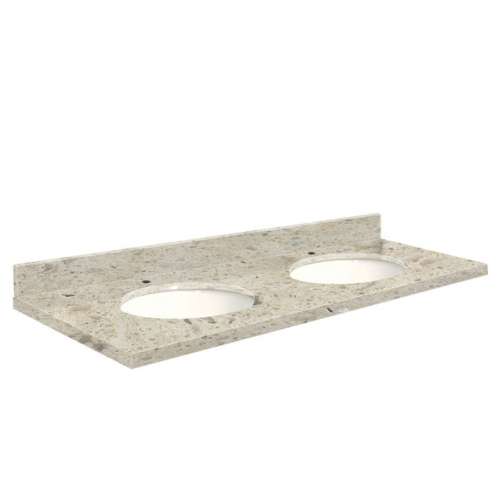 Q61222-6D Nouveau 61-in x 22-in Quartz Double Bowl Vanity Top With Eased Edge, Carmel