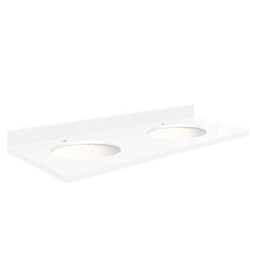 Q61222-N1 Nouveau 61-in x 22-in Quartz Double Bowl Vanity Top With Eased Edge, Nano Crystal