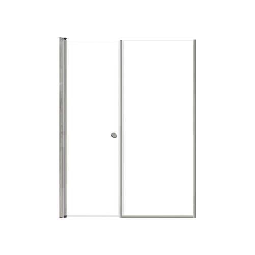 LSDF527006C-BS Lyna 52-in x 70-in Pivot Shower Door And Fixed Panel With 1/4-in Clear Glass And Double-Sided Knob Handles, Brushed Stainless
