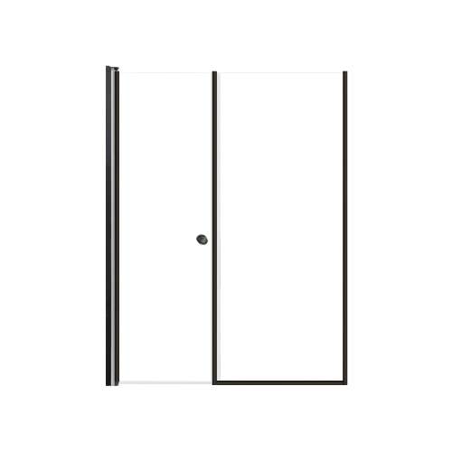 LSDF527006C-MB Lyna 52-in x 70-in Pivot Shower Door And Fixed Panel With 1/4-in Clear Glass And Double-Sided Knob Handles, Matte Black