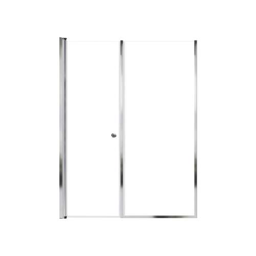 LSDF527006C-PC Lyna 52-in x 70-in Pivot Shower Door And Fixed Panel With 1/4-in Clear Glass And Double-Sided Knob Handles, Polished Chrome