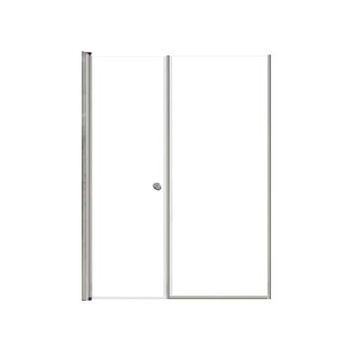 LSDF537006C-BS Lyna 53-in x 70-in Pivot Shower Door And Fixed Panel With 1/4-in Clear Glass And Double-Sided Knob Handles, Brushed Stainless