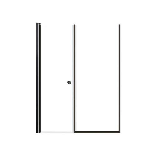 LSDF537006C-MB Lyna 53-in x 70-in Pivot Shower Door And Fixed Panel With 1/4-in Clear Glass And Double-Sided Knob Handles, Matte Black