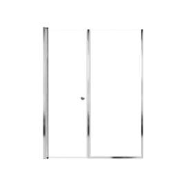 LSDF537006C-PC Lyna 53-in x 70-in Pivot Shower Door And Fixed Panel With 1/4-in Clear Glass And Double-Sided Knob Handles, Polished Chrome