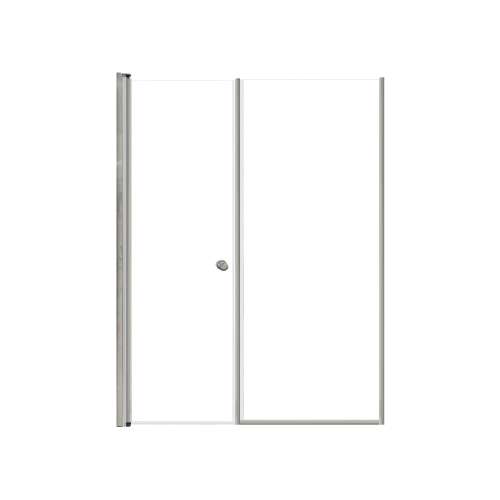 LSDF547006C-BS Lyna 54-in x 70-in Pivot Shower Door And Fixed Panel With 1/4-in Clear Glass And Double-Sided Knob Handles, Brushed Stainless
