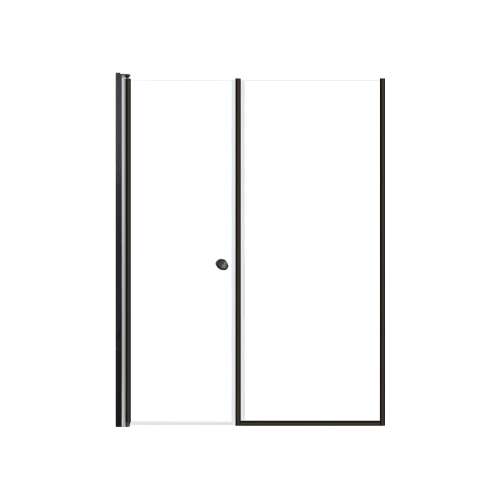 LSDF547006C-MB Lyna 54-in x 70-in Pivot Shower Door And Fixed Panel With 1/4-in Clear Glass And Double-Sided Knob Handles, Matte Black