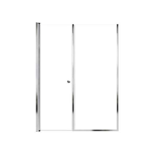 LSDF547006C-PC Lyna 54-in x 70-in Pivot Shower Door And Fixed Panel With 1/4-in Clear Glass And Double-Sided Knob Handles, Polished Chrome