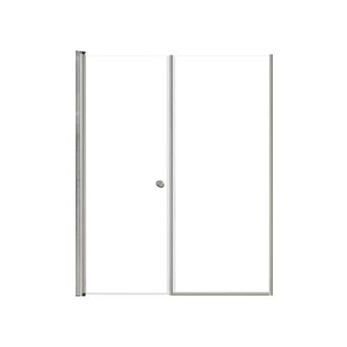 LSDF557006C-BS Lyna 55-in x 70-in Pivot Shower Door And Fixed Panel With 1/4-in Clear Glass And Double-Sided Knob Handles, Brushed Stainless