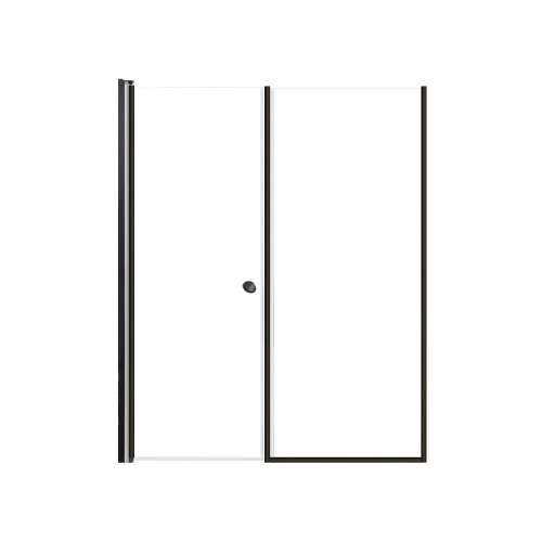 LSDF557006C-MB Lyna 55-in x 70-in Pivot Shower Door And Fixed Panel With 1/4-in Clear Glass And Double-Sided Knob Handles, Matte Black
