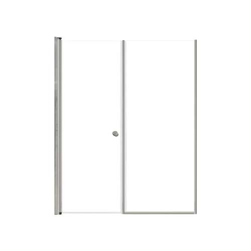 LSDF567006C-BS Lyna 56-in x 70-in Pivot Shower Door And Fixed Panel With 1/4-in Clear Glass And Double-Sided Knob Handles, Brushed Stainless