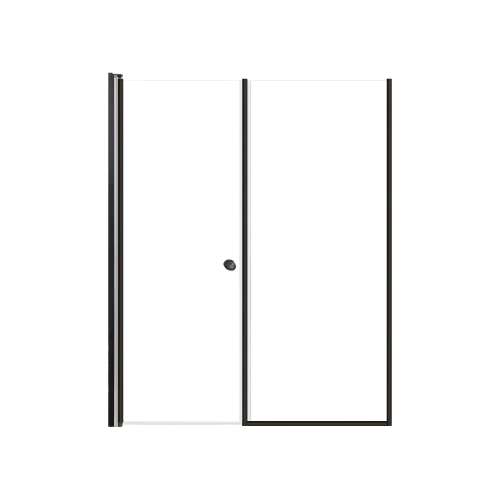 LSDF567006C-MB Lyna 56-in x 70-in Pivot Shower Door And Fixed Panel With 1/4-in Clear Glass And Double-Sided Knob Handles, Matte Black