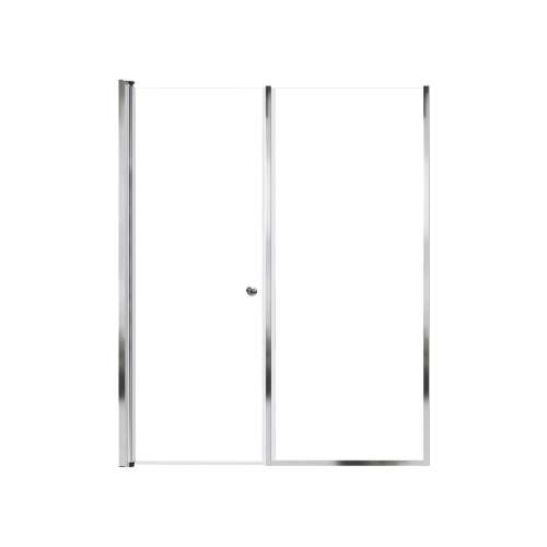 LSDF567006C-PC Lyna 56-in x 70-in Pivot Shower Door And Fixed Panel With 1/4-in Clear Glass And Double-Sided Knob Handles, Polished Chrome