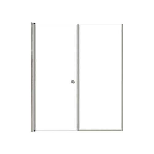 LSDF577006C-BS Lyna 57-in x 70-in Pivot Shower Door And Fixed Panel With 1/4-in Clear Glass And Double-Sided Knob Handles, Brushed Stainless