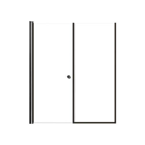 LSDF577006C-MB Lyna 57-in x 70-in Pivot Shower Door And Fixed Panel With 1/4-in Clear Glass And Double-Sided Knob Handles, Matte Black