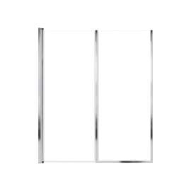 LSDF577006C-PC Lyna 57-in x 70-in Pivot Shower Door And Fixed Panel With 1/4-in Clear Glass And Double-Sided Knob Handles, Polished Chrome