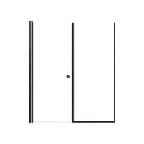 LSDF587006C-MB Lyna 58-in x 70-in Pivot Shower Door And Fixed Panel With 1/4-in Clear Glass And Double-Sided Knob Handles, Matte Black
