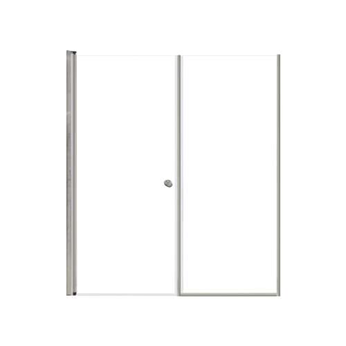 LSDF597006C-BS Lyna 59-in x 70-in Pivot Shower Door And Fixed Panel With 1/4-in Clear Glass And Double-Sided Knob Handles, Brushed Stainless