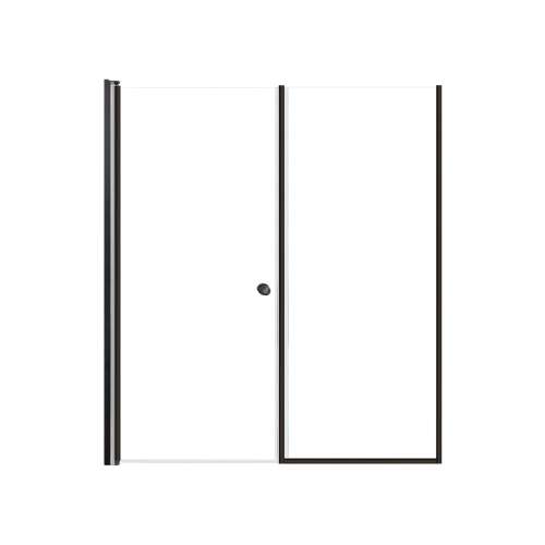 LSDF597006C-MB Lyna 59-in x 70-in Pivot Shower Door And Fixed Panel With 1/4-in Clear Glass And Double-Sided Knob Handles, Matte Black