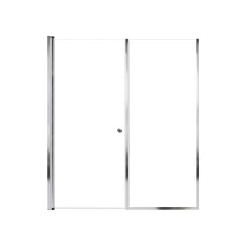 LSDF597006C-PC Lyna 59-in x 70-in Pivot Shower Door And Fixed Panel With 1/4-in Clear Glass And Double-Sided Knob Handles, Polished Chrome