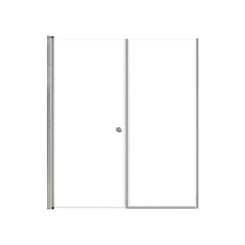 LSDF607006C-BS Lyna 60-in x 70-in Pivot Shower Door And Fixed Panel With 1/4-in Clear Glass And Double-Sided Knob Handles, Brushed Stainless