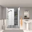 LSDF537006C-PC Lyna 53-in x 70-in Pivot Shower Door And Fixed Panel With 1/4-in Clear Glass And Double-Sided Knob Handles, Polished Chrome