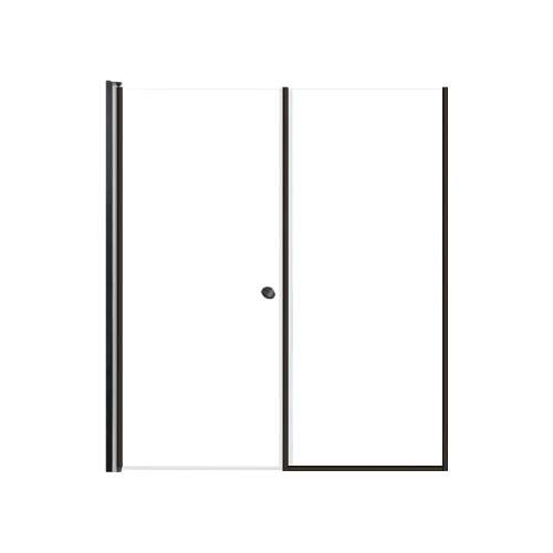 LSDF607006C-MB Lyna 60-in x 70-in Pivot Shower Door And Fixed Panel With 1/4-in Clear Glass And Double-Sided Knob Handles, Matte Black