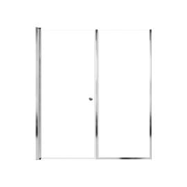 LSDF607006C-PC Lyna 60-in x 70-in Pivot Shower Door And Fixed Panel With 1/4-in Clear Glass And Double-Sided Knob Handles, Polished Chrome