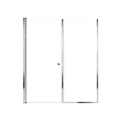 LSDF607006C-PC Lyna 60-in x 70-in Pivot Shower Door And Fixed Panel With 1/4-in Clear Glass And Double-Sided Knob Handles, Polished Chrome