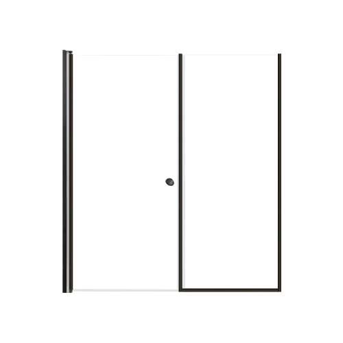 LSDF617006C-MB Lyna 61-in x 70-in Pivot Shower Door And Fixed Panel With 1/4-in Clear Glass And Double-Sided Knob Handles, Matte Black