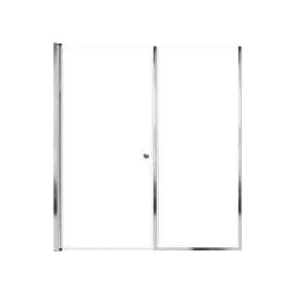 LSDF617006C-PC Lyna 61-in x 70-in Pivot Shower Door And Fixed Panel With 1/4-in Clear Glass And Double-Sided Knob Handles, Polished Chrome