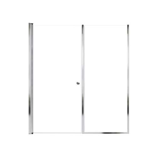 LSDF617006C-PC Lyna 61-in x 70-in Pivot Shower Door And Fixed Panel With 1/4-in Clear Glass And Double-Sided Knob Handles, Polished Chrome