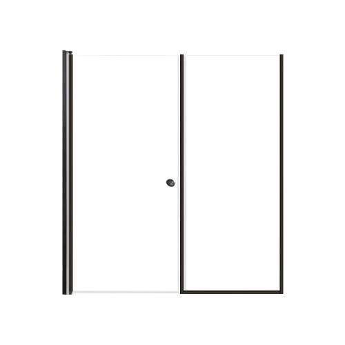 LSDF627006C-MB Lyna 62-in x 70-in Pivot Shower Door And Fixed Panel With 1/4-in Clear Glass And Double-Sided Knob Handles, Matte Black
