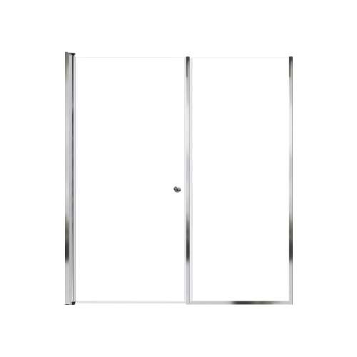 LSDF627006C-PC Lyna 62-in x 70-in Pivot Shower Door And Fixed Panel With 1/4-in Clear Glass And Double-Sided Knob Handles, Polished Chrome