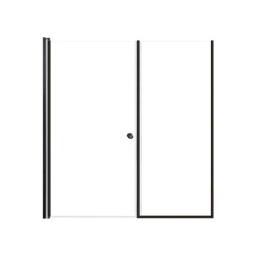 LSDF637006C-MB Lyna 63-in x 70-in Pivot Shower Door And Fixed Panel With 1/4-in Clear Glass And Double-Sided Knob Handles, Matte Black