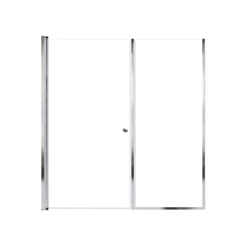 LSDF637006C-PC Lyna 63-in x 70-in Pivot Shower Door And Fixed Panel With 1/4-in Clear Glass And Double-Sided Knob Handles, Polished Chrome