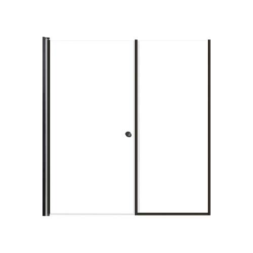 LSDF647006C-MB Lyna 64-in x 70-in Pivot Shower Door And Fixed Panel With 1/4-in Clear Glass And Double-Sided Knob Handles, Matte Black