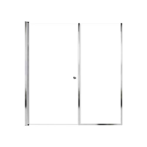 LSDF647006C-PC Lyna 64-in x 70-in Pivot Shower Door And Fixed Panel With 1/4-in Clear Glass And Double-Sided Knob Handles, Polished Chrome