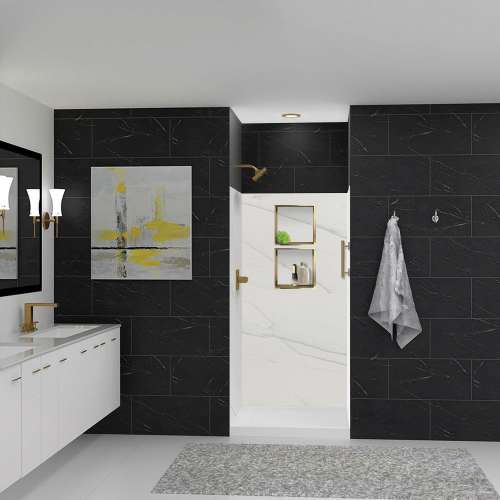 LWK363672-181 Lusso 36-in x 36-in x 72-in Glue to Wall 3-Piece Shower Wall Kit, Palladio White