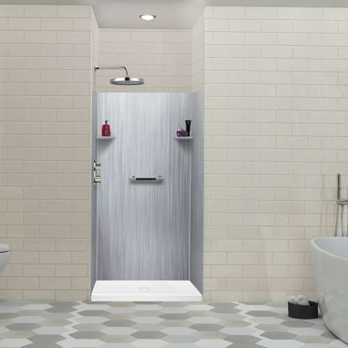 LWK363672-186 Lusso 36-in x 36-in x 72-in Glue to Wall 3-Piece Shower Wall Kit, Glacier Grey