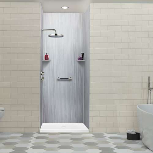 LWK363696-186 Lusso 36-in x 36-in x 96-in Glue to Wall 3-Piece Shower Wall Kit, Glacier Grey