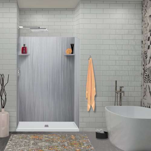 LWK483672-186 Lusso 48-in x 36-in x 72-in Glue to Wall 3-Piece Shower Wall Kit, Glacier Grey