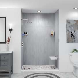 Transolid LWKX60367224-190 Lusso 60-in x 36-in x 72/24-in Glue To Wall 6-Piece Transition Shower Wall Kit, Bellanca