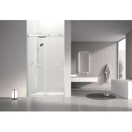 OBPT488008C-PC Olenna 48-in x 80-in Bypass Shower Door With 5/16-in Clear Glass And Riley Handles, Polished Chrome