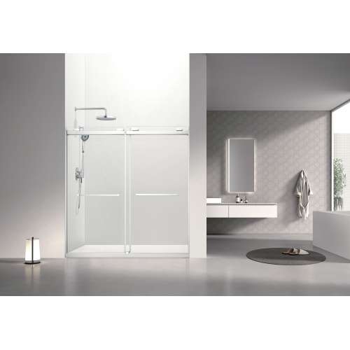 OBPT606208C-PC Olenna 60-in x 62-in Bypass Shower Door With 5/16-in Clear Glass And Riley Handles, Polished Chrome