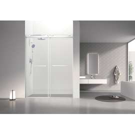 OBPT608008C-PC Olenna 60-in x 80-in Bypass Shower Door With 5/16-in Clear Glass And Riley Handles, Polished Chrome