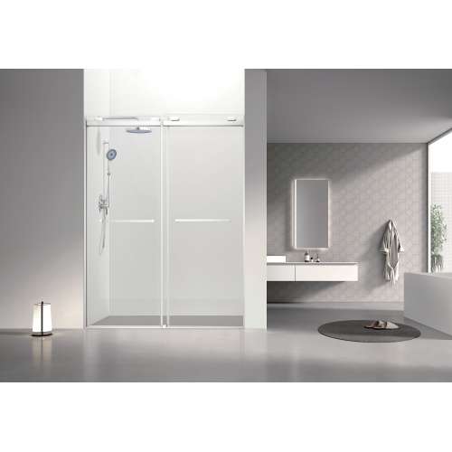 OBPT608008C-PC Olenna 60-in x 80-in Bypass Shower Door With 5/16-in Clear Glass And Riley Handles, Polished Chrome